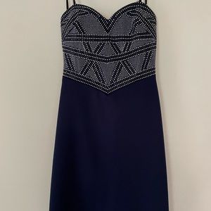 Strapless Navy Blue Formal Cocktail Dress